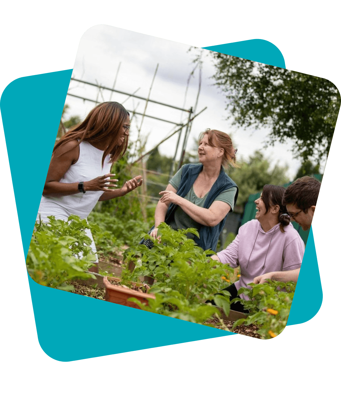 Energetic volunteer cheering with a megaphone at a community event